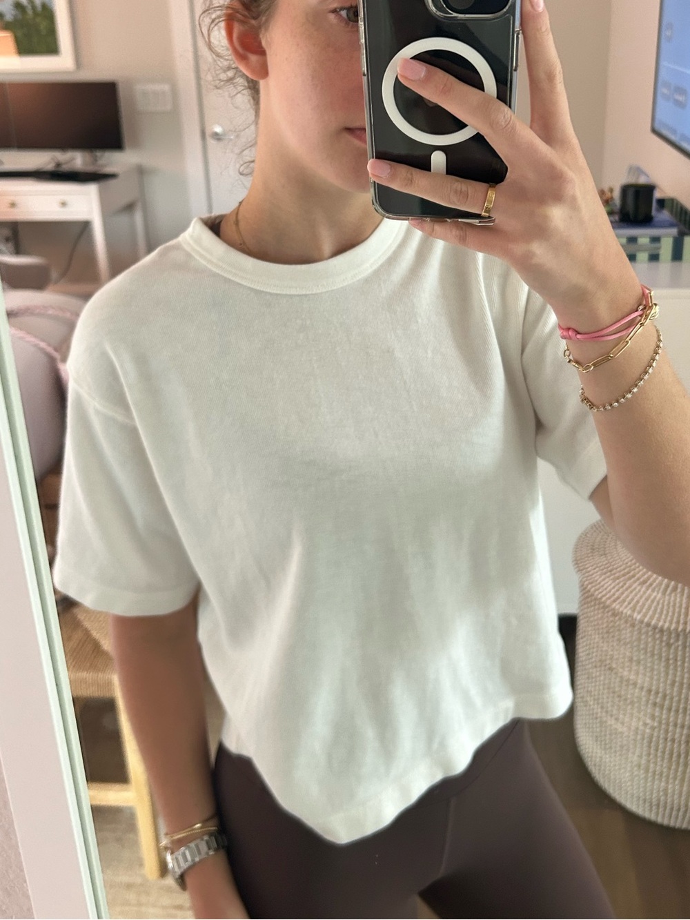 Buck Mason White Cropped Crewneck Tee - Women
